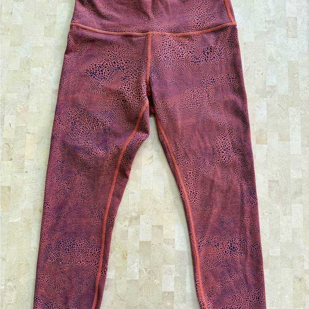 Lululemon Wunder Train High Rise Crop Leggings Glaze Vintage Orange Size 10 - Picture 2 of 10